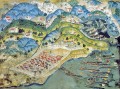 1543 年のニース包囲戦におけるバルバロッサとフランス艦隊